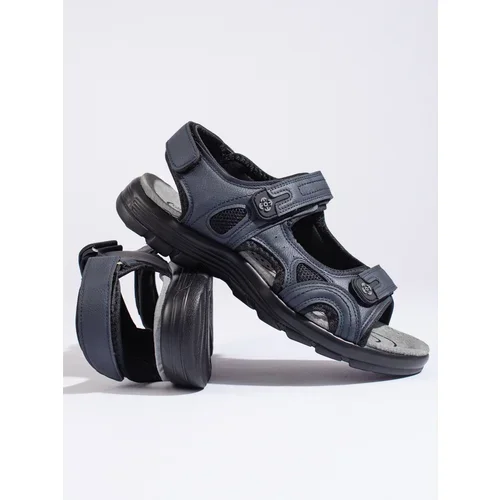 Shelvt Men's navy blue sports sandals with velcro
