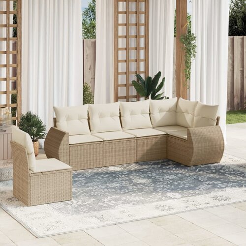 vidaXL 6-dijelni set vrtnih sofa s jastucima bež od poliratana Cijene