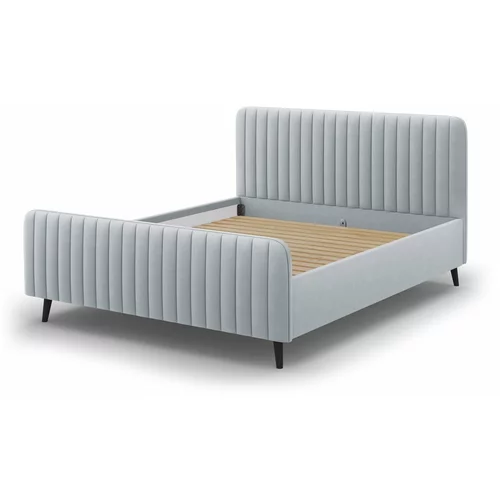 Micadoni Home Svijetlo sivi tapecirani bračni krevet s podnicom 160x200 cm Lily -