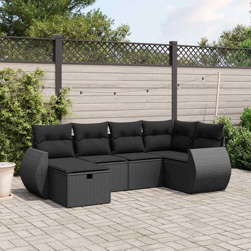  6-dijelni set vrtnih sofa s jastucima crni od poliratana Crna 70 x 62.5 x 69 cm Cene