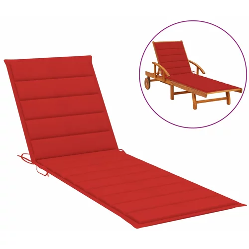 vidaXL jastuk za ležaljku za sunčanje crveni 200x70x3 cm od tkanine