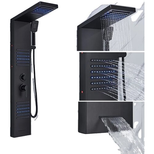 rozin Tu&scaron; stolp, LED dežni tu&scaron;, masažni curek, Matte Black 6004, (5000232260) Cene