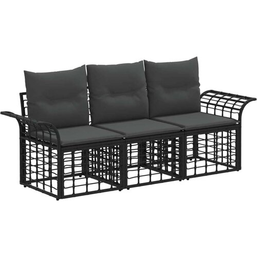  Set vanjskih sofa s jastukom 3 pcs Crna i tamno siva Poliester Cijene