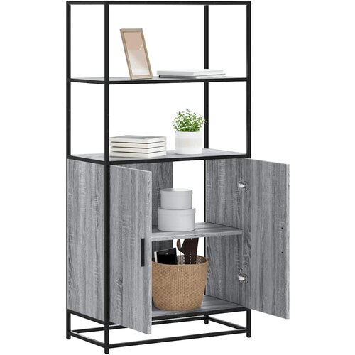 VidaXL Visoka omara siva sonoma 68x35x139 cm inženirski les in kovina Slike