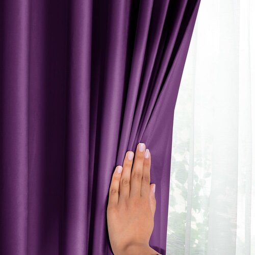 Restilo Vijolična žametna zavesa za delno zatemnitev 140x270 cm Pleat &amp;ndash; Slike