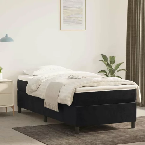 Box spring postelja z vzmetnico črna 100x200 cm žamet, (20724297)