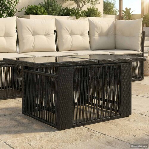  Stol za vrt Crna 100 x 55 x 37 cm PE Rattan i Staklo Cijene