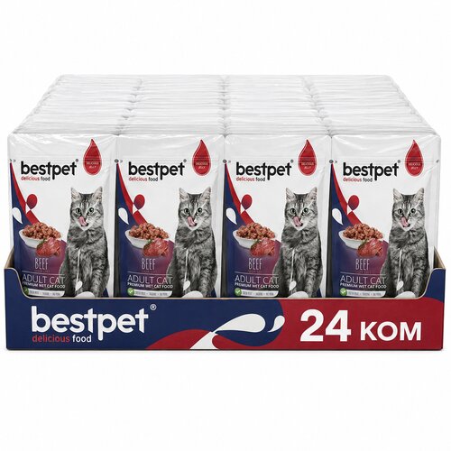 BESTPET Vlažna hrana za mačke, Govedina, 85g, 24 komada Cene