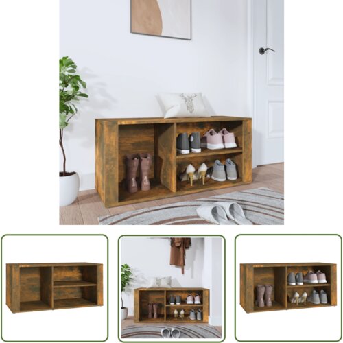 The Living Store Omarica za čevlje dimljeni hrast 100x35x45 cm inženirski les - Omarica Za Čevlje, (21744592) Cene