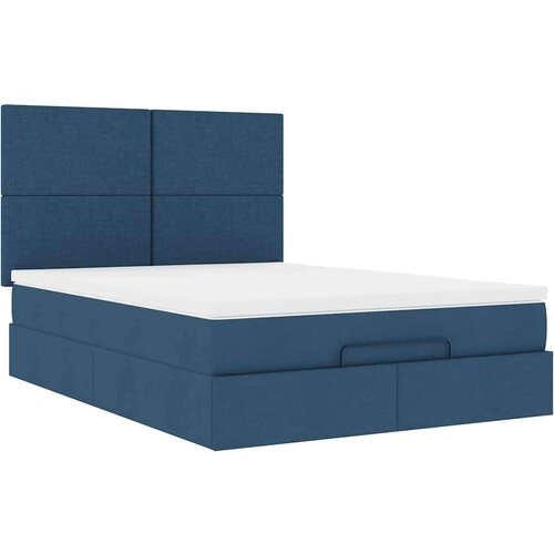 VidaXL otomanski okvir kreveta s madracem plavi 140x200cm od tkanine Slike