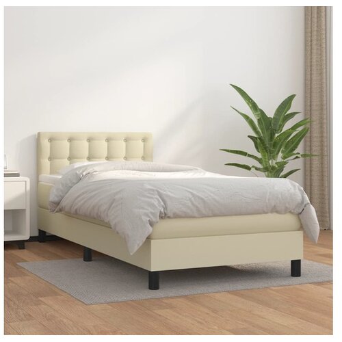  Box spring postelja z vzmetnico krem 100x200 cm umetno usnje Cene