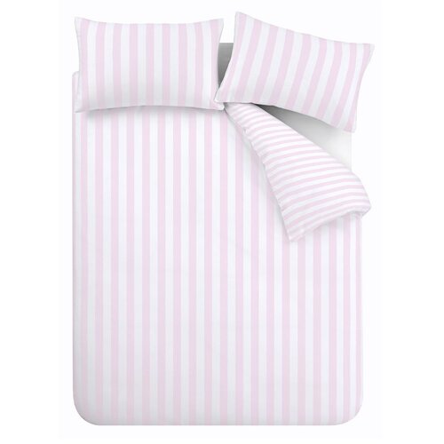 Sassy B Bela/rožnata podaljšana posteljnina za zakonsko posteljo 230x220 cm Stripe Tease – Cene