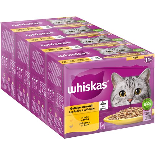  Varčno pakiranje Whiskas Senior vrečke 144 x 85 g  - 11+ perutninski izbor v želeju Cijene