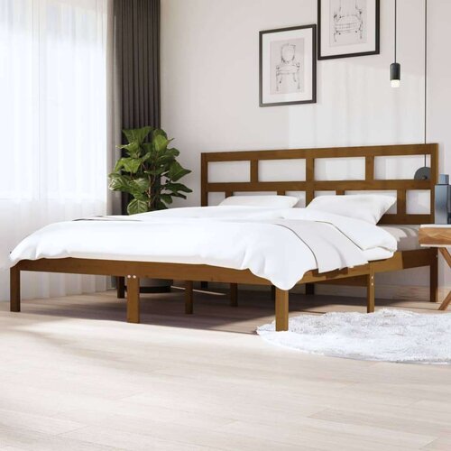  Posteljni okvir medeno rjav iz borovine 200x200 cm, (20643635) Cene