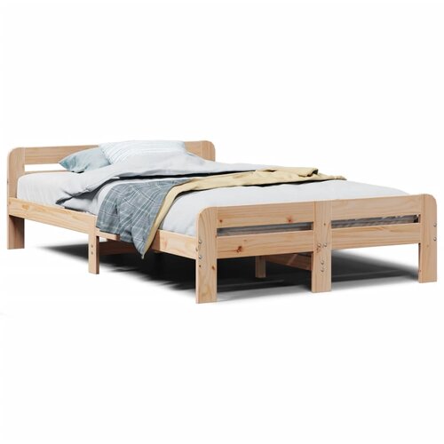 vidaXL Posteljni okvir brez vzmetnice 135x190 cm trdna borovina, (21526066) Cene