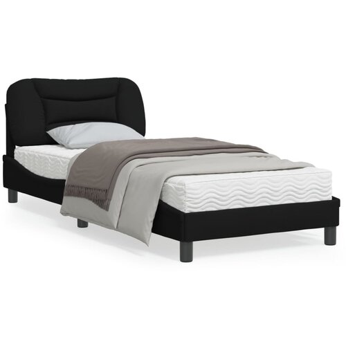 VidaXL Okvir za krevet s uzglavljem crni 90x190 cm od tkanine Slike