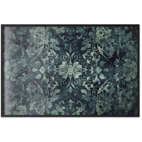  Plakat - Carpet Ornaments in Emerald Shades 60x40 Crni okvir Cijene