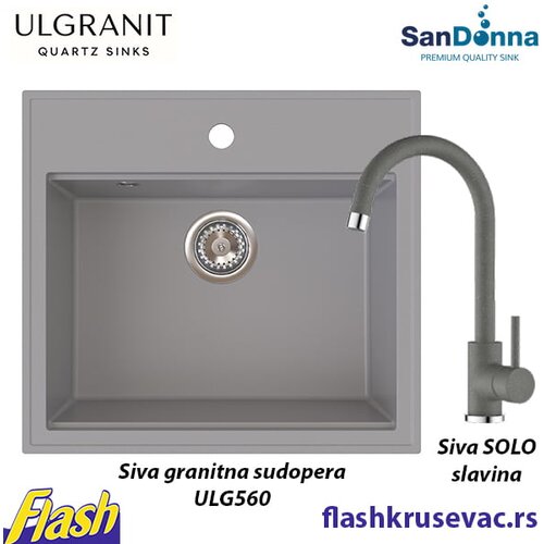  Granitna sudopera Ulgranit ULG560 (SIVA) + slavina SanDonna - SET Cene