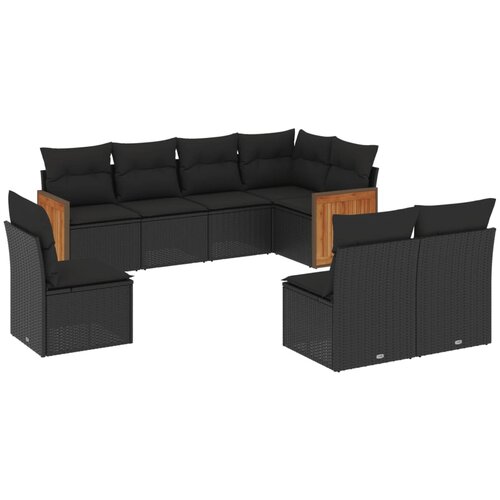 Maison Chic Seti vrtnega pohištva - Vrtna garnitura - Vrtni pohištvo set 8-delna z blazinami črn poli ratan, (21799034) Cene