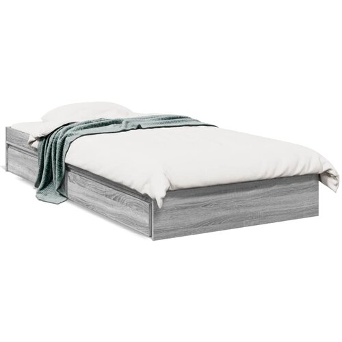 vidaXL Posteljni okvir s predali siva sonoma 90x190 cm inženirski les Cene