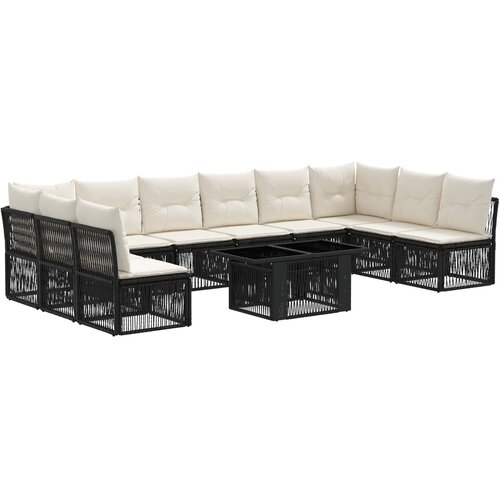  Sjedeća garnitura za vrt 11 kom. Crna poliratan 100 x 55 x 73 cm Slike