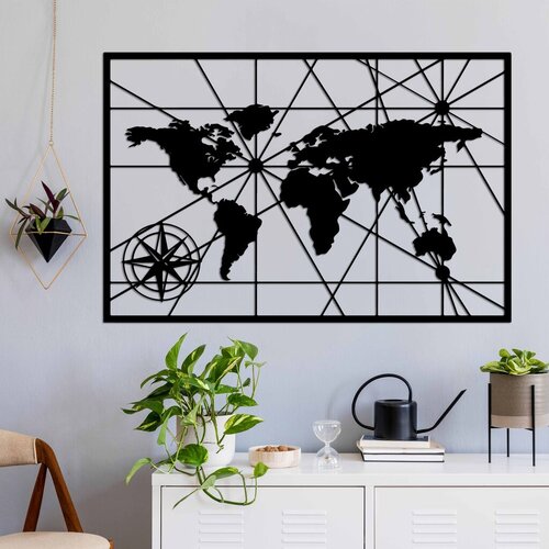 Wallity Zidna dekoracija Mapa svijeta 1 - v2, 74 x 49 cm, Crna Cijene
