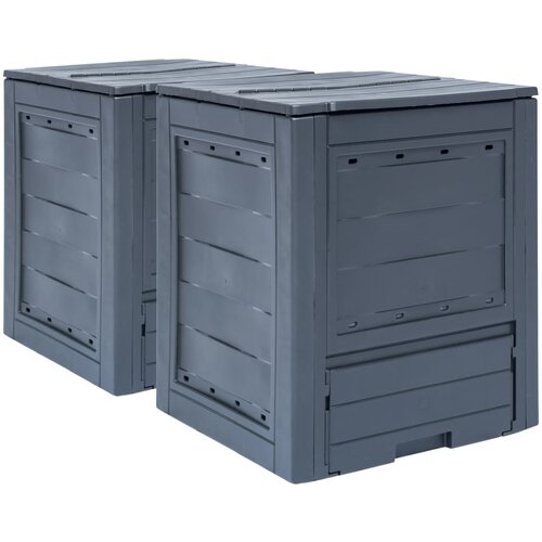 vidaXL Vrtni kompostnik 2 kosa sive barve 60x60x73 cm 520 L Cene