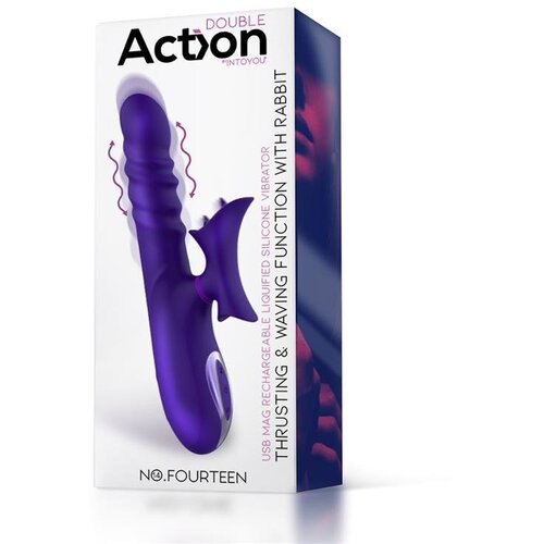 Action No. Fourteen Thrusting &amp;amp; Waving Function with Rabbit Liquid Silicone Purple Slike