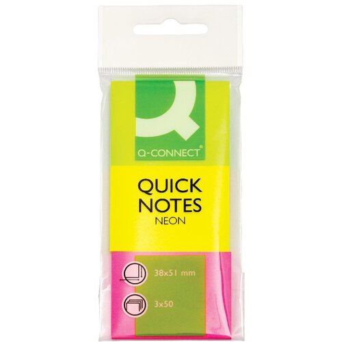 Q-Connect Post-it označevalci Quick tabs 38mmx51mm / 3 x 50 neon KF01224, (20377652) Cene