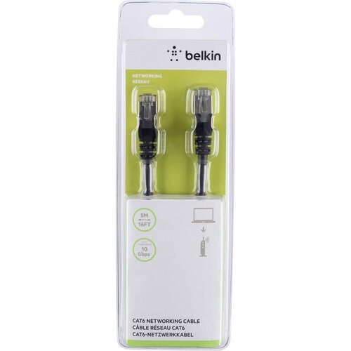 Belkin A3L981BT05MBKHS RJ45 omrežni kabel\, Patch kabel CAT 6 S/FTP 5.00 m črna z za&scaron;čitnim zapornim zatičem 1 kos, (20415484) Cene