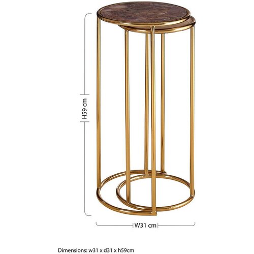 Premier Housewares Okrogle stranske mizice v kompletu 2 ks s kamnito mizno plo&amp;scaron;čo &amp;oslash; 31 cm Vita &amp;ndash; Slike