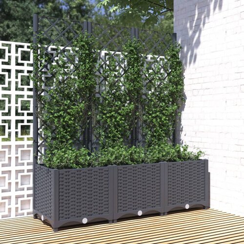 vidaXL Vrtna sadilica s rešetkom tamnosiva 120 x 40 x 136 cm PP Cijene