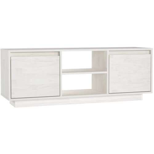 Maison Chic TV omarica - TV stojalo - Televizijska omarica bela 110x30x40 cm trdna borovina, (21700890) Slike