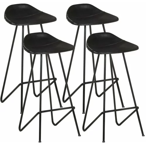  Barski stolčki 4 kosi črno pravo usnje, (20624687)