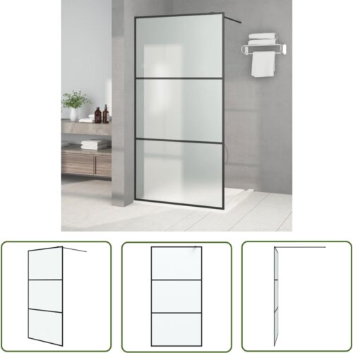 The Living Store Pregrada za tuš črna 100x195 cm motno ESG steklo - Tuš Stena, (21745284) Cene