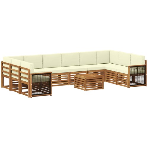 vidaXL Zunanja garnitura za sedenje z blazino 8 pcs Naravna in smetana, (5000270437) Cene