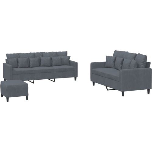 Maison Chic Sedežna garnitura - kavč 3-delna z blazinami temno siv žamet, (21728805) Cene