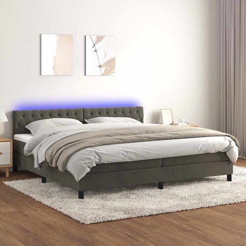 box spring s madracem LED tamnosivi 200x200 cm baršun Cene