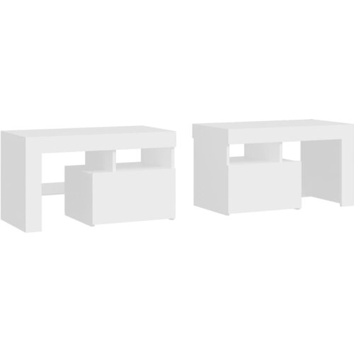  Noćni ormarići 2 kom s LED svjetlima bijeli 70 x 36,5 x 40 cm Slike