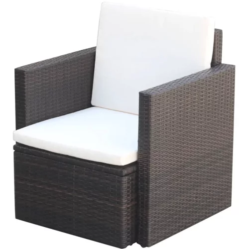 vidaXL Vrtne stolice 2 kom s jastucima poliratan smeđe