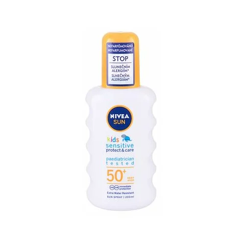 Nivea sun kids protect & sensitive sun spray SPF50+ mleko v spreju za sončenje za občutljivo otroško kožo 200 ml