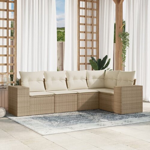 vidaXL 5-dijelni vrtni set sofa s jastucima bež od poliratana Cene