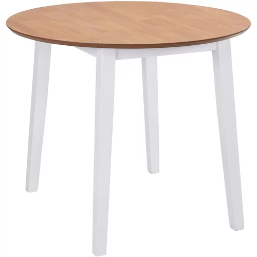vidaXL Zložljiva jedilna miza okrogla MDF bele barve