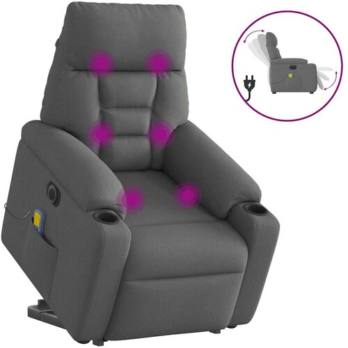 VidaXL Električni masažni naslonjač na podizanje od tkanine tamnosivi Slike
