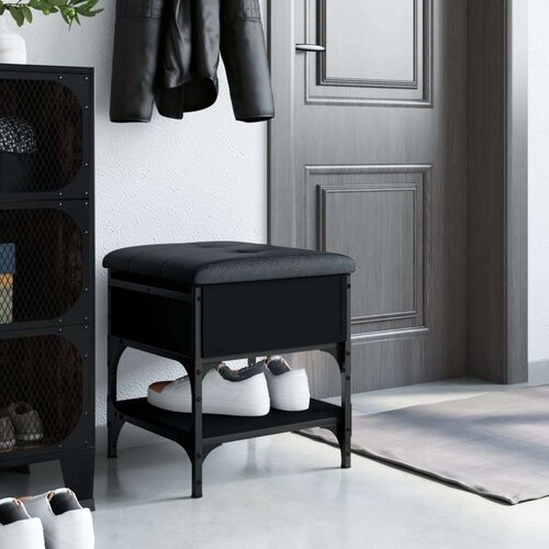  Klupa za cipele crna 42 x 42 x 45 cm od konstruiranog drva Slike