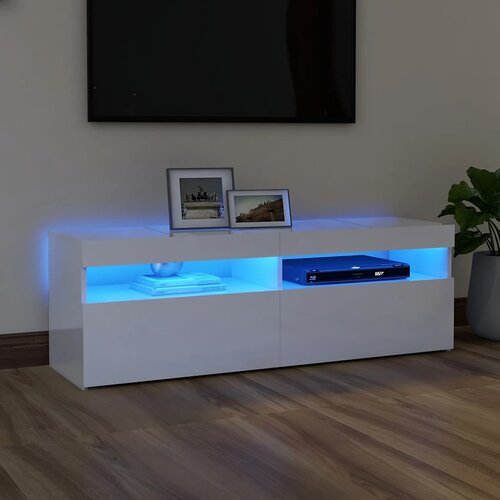 TV ormarić s LED svjetlima visoki sjaj bijeli 120x35x40 cm Cijene