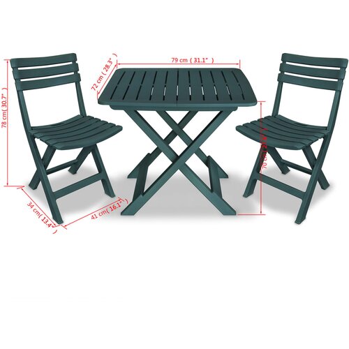  3-dijelni sklopivi bistro set plastični zeleni Slike
