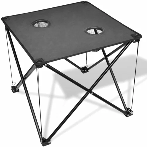 vidaXL Zložljiva mizica za kampiranje sive barve
