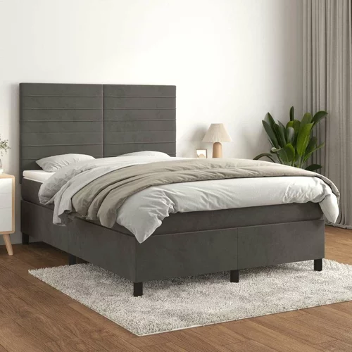  Box spring postelja z vzmetnico temno siva 140x200 cm žamet, (20790706)