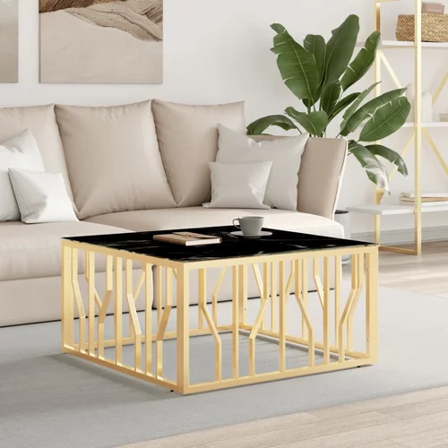 Stolić za kavu zlatni 80 x 80 x 40 cm nehrđajući čelik i staklo